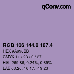 カラーコード: RGB 166 144.8 187.4 | qconv.com