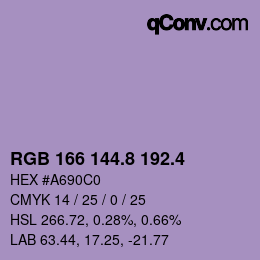 カラーコード: RGB 166 144.8 192.4 | qconv.com