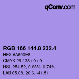 カラーコード: RGB 166 144.8 232.4 | qconv.com