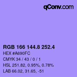 カラーコード: RGB 166 144.8 252.4 | qconv.com
