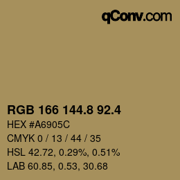 カラーコード: RGB 166 144.8 92.4 | qconv.com