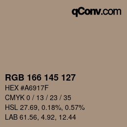 Código de color: RGB 166 145 127 | qconv.com