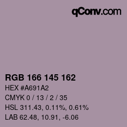 Color code: RGB 166 145 162 | qconv.com