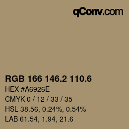 カラーコード: RGB 166 146.2 110.6 | qconv.com