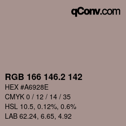 Color code: RGB 166 146.2 142 | qconv.com