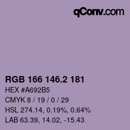 Color code: RGB 166 146.2 181 | qconv.com