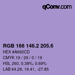 カラーコード: RGB 166 146.2 205.6 | qconv.com