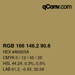 カラーコード: RGB 166 146.2 90.6 | qconv.com