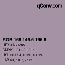 カラーコード: RGB 166 146.6 165.6 | qconv.com
