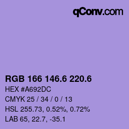 カラーコード: RGB 166 146.6 220.6 | qconv.com