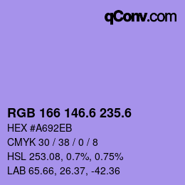 カラーコード: RGB 166 146.6 235.6 | qconv.com