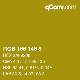 カラーコード: RGB 166 146 8 | qconv.com