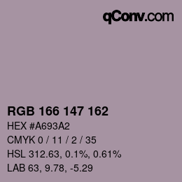 Color code: RGB 166 147 162 | qconv.com