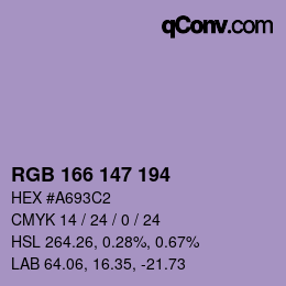 Color code: RGB 166 147 194 | qconv.com