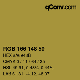 カラーコード: RGB 166 148 59 | qconv.com