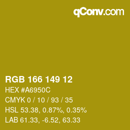 カラーコード: RGB 166 149 12 | qconv.com