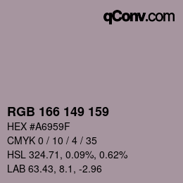 カラーコード: RGB 166 149 159 | qconv.com