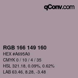 Color code: RGB 166 149 160 | qconv.com