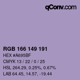 Color code: RGB 166 149 191 | qconv.com