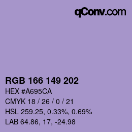 Color code: RGB 166 149 202 | qconv.com