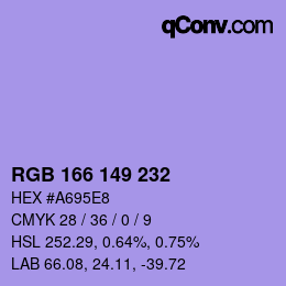 Color code: RGB 166 149 232 | qconv.com