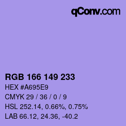 カラーコード: RGB 166 149 233 | qconv.com