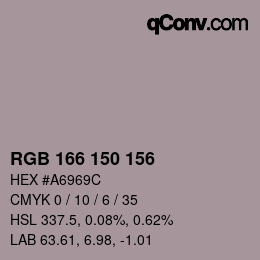 Color code: RGB 166 150 156 | qconv.com