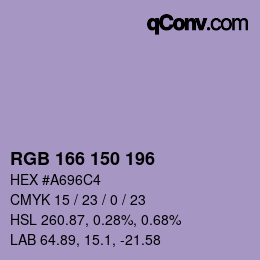 颜色代码: RGB 166 150 196 | qconv.com