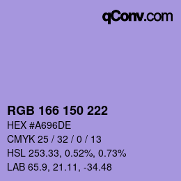 Color code: RGB 166 150 222 | qconv.com