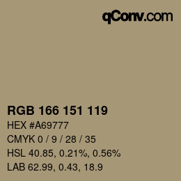 颜色代码: RGB 166 151 119 | qconv.com