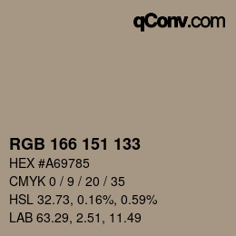 カラーコード: RGB 166 151 133 | qconv.com