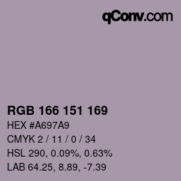 カラーコード: RGB 166 151 169 | qconv.com