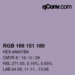 Color code: RGB 166 151 180 | qconv.com