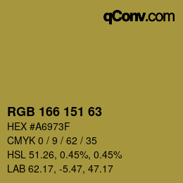 Color code: RGB 166 151 63 | qconv.com