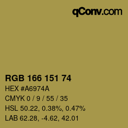 颜色代码: RGB 166 151 74 | qconv.com