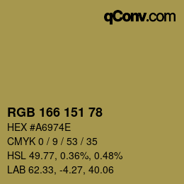 Color code: RGB 166 151 78 | qconv.com