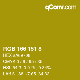 Color code: RGB 166 151 8 | qconv.com