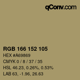 颜色代码: RGB 166 152 105 | qconv.com