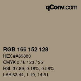 カラーコード: RGB 166 152 128 | qconv.com