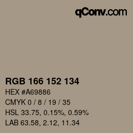 Color code: RGB 166 152 134 | qconv.com