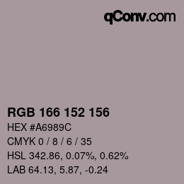 颜色代码: RGB 166 152 156 | qconv.com