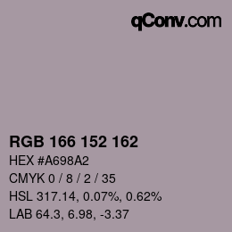 颜色代码: RGB 166 152 162 | qconv.com