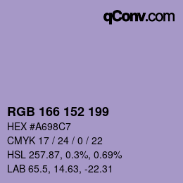 Color code: RGB 166 152 199 | qconv.com