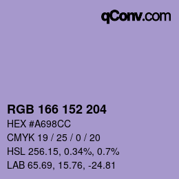 カラーコード: RGB 166 152 204 | qconv.com