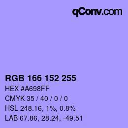 カラーコード: RGB 166 152 255 | qconv.com