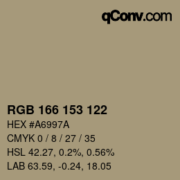 Farbcode: RGB 166 153 122 | qconv.com