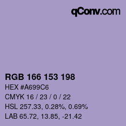 Color code: RGB 166 153 198 | qconv.com