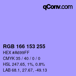 Color code: RGB 166 153 255 | qconv.com