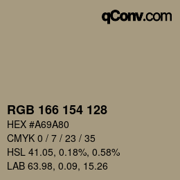Código de color: RGB 166 154 128 | qconv.com
