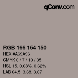 Código de color: RGB 166 154 150 | qconv.com